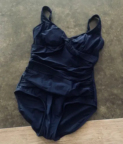 Maxine of Hollywood Women's V-Neck Twist Front Shirred One Piece Swimsuit