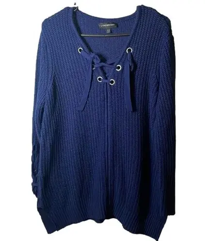 Lane Bryant Blue Long Cable Sweater Pullover Size 14 16