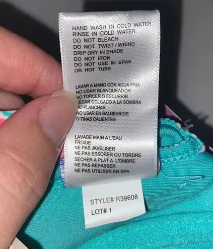 Coco Rave NWT 32C Bae push up bikini top removable strap ruched pink teal