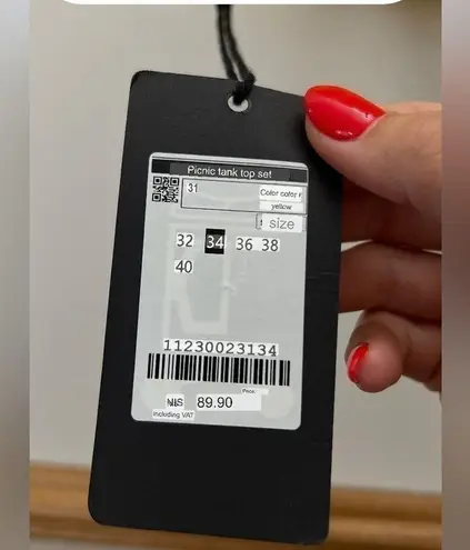 NWT Renuar Yellow & White Picnic Cropped Tank Open Back