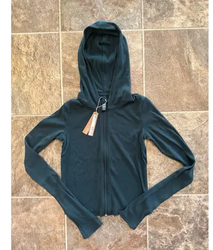 SKIMS Cotton Rib Zip Up Hoodie Spruce Size XS
