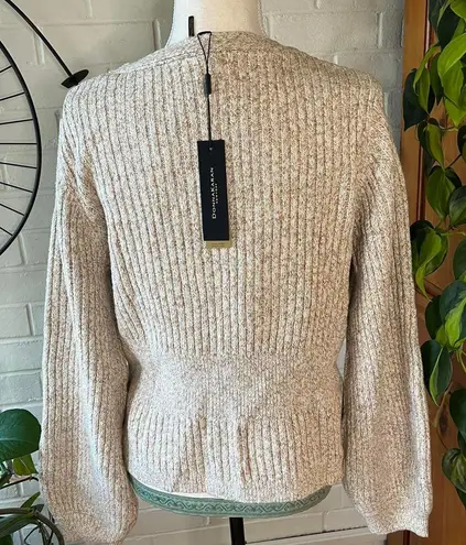 Donna Karan Heathered Crop Cardigan Camel Ivory
