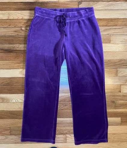 New York Laundry NY Laundry Y2K Purple Velour Tracksuit Pants Straight Leg Tie Top Mid rise Sz PL