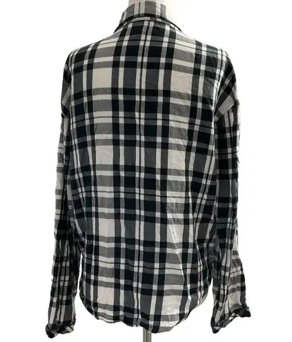 Victoria's Secret  Shirt Womens Small Black White Plaid Long Sleeve PJ