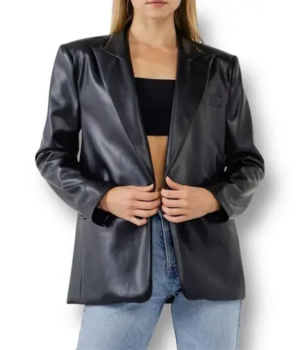 Endless Rose M Black Faux Leather PU Oversized Blazer Jacket Y2K Mob Wife NWT