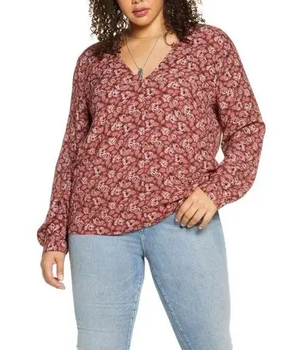 Treasure & Bond Nordstrom Popover Shirt - Rust Marsala Given Floral X-Small