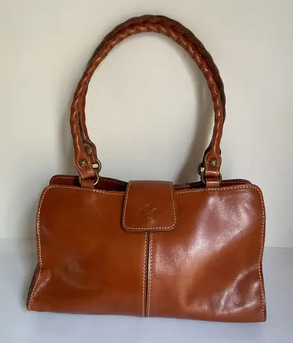 Patricia Nash Genuine Leather Shoulder Satchel Bag Brown Medium
