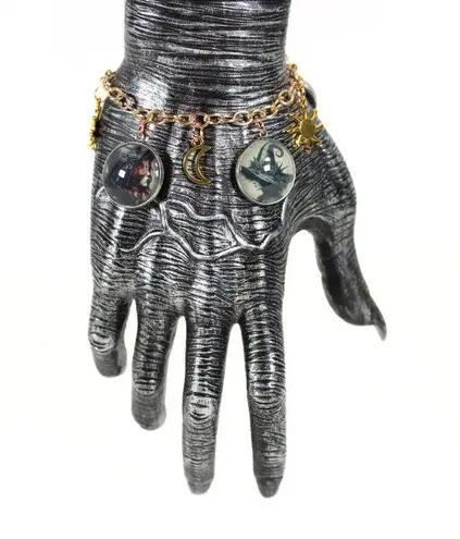 Handmade Whimsigoth "Seasons of the Witches" Mixed Metal Charm Bracelet