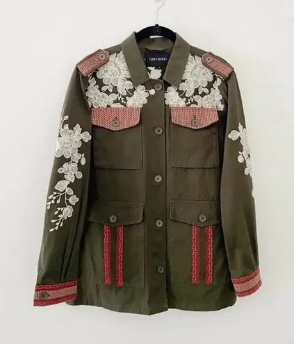 Driftwood Embroidered Military Jacket NWOT Green Size S Retail $168