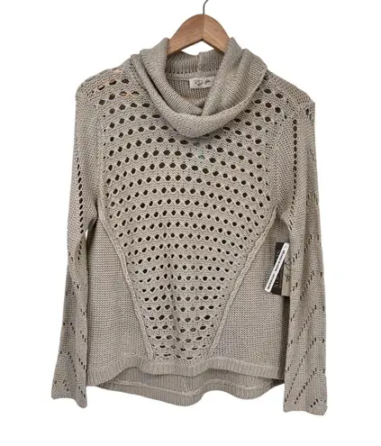 RD Style Stitchfix Grannycore Cowl Neck Sweater Womens M Tan Loose Knit NEW