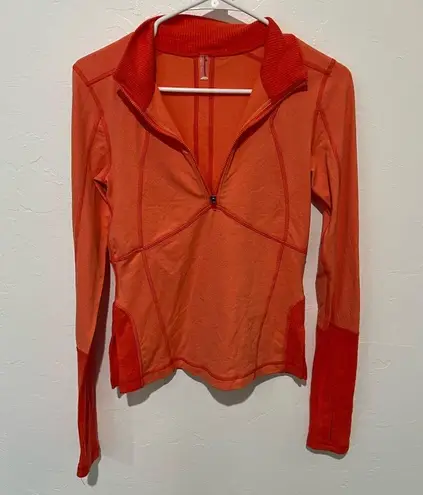 NWOT FP movement Under Cover Base Quarter Zip Top size small Orange