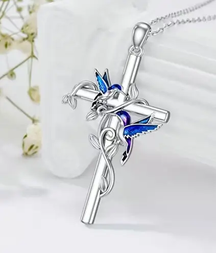 Hummingbird Gorgeous  Pendant Necklace Silver‎ Plated Faux Fashion Jewelry - Image 4