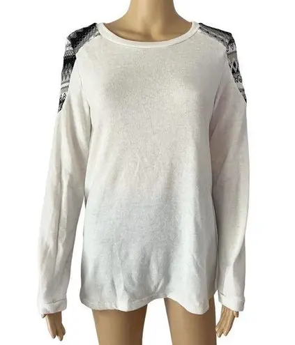 12PM by Mon Ami Southwestern Boho Knit Long Sleeve Lightweight Knit Sweater Sm