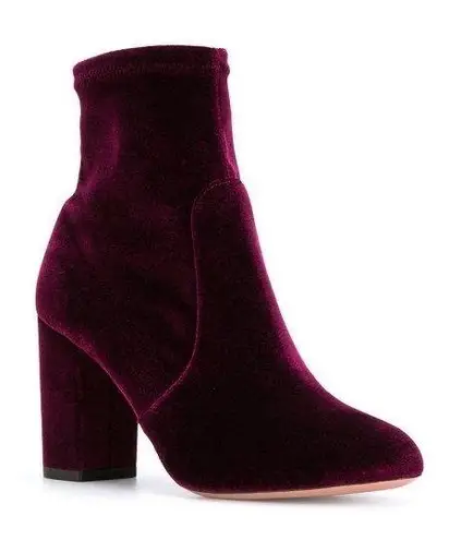Aquazzura women’s So Me burgundy velvet ankle boot size IT 35 US 5