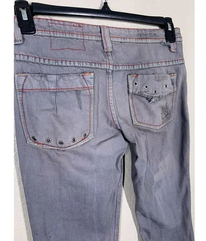 CARMAR 28 Distressed Flare Leg Jeans Gray Bleached Low Rise