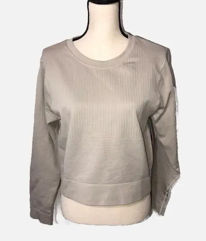 DSG Twitch + Allison Size 2XL Seamless Long Sleeve Top Cropped Taupe Beige NEW