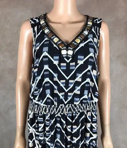 Ny Collection Beaded V-neck Printed Maxi Dress NWT Plus 2X