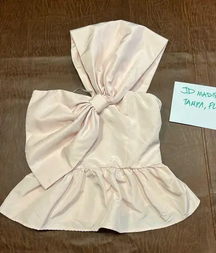 EXPRESS  One Shoulder Statement Bow Corset Peplum Top Bubble Pink - Image 1