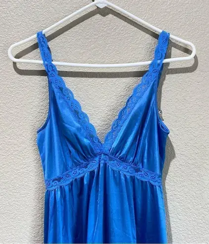 Vintage Blue OLGA  Maxi Nightgown Sleepwear Size Small