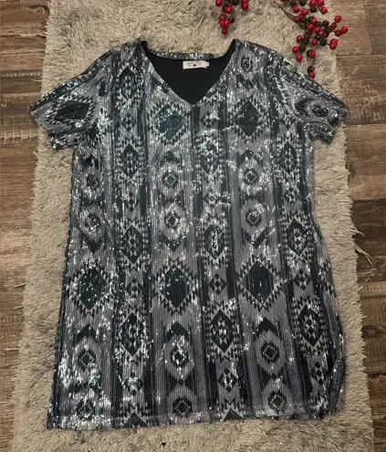 Crazy Train Sequin Aztec Western Dress Size XL