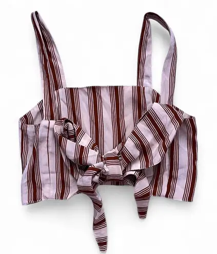 striped front tie rue stiic boho top Red