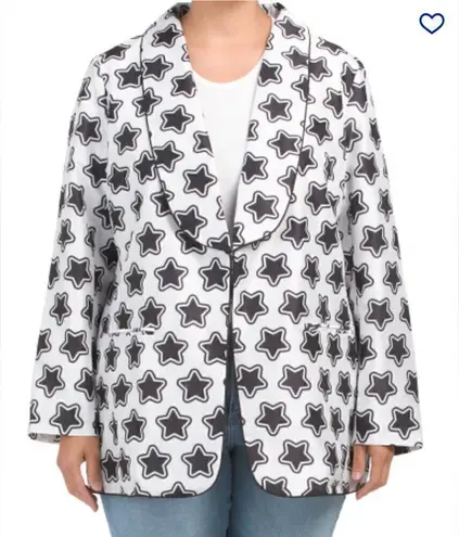 Hutch Oversized Shantung Star Print Blazer Long sleeve White Black M NWOT