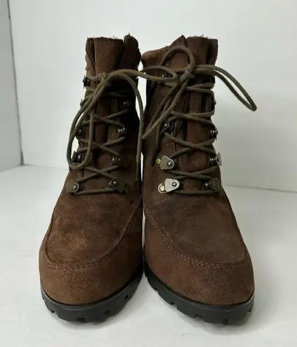 Ralph Lauren LRL  Womens size 11 Chunky Lace Up Suede Heeled Lace Up Ankle Boots