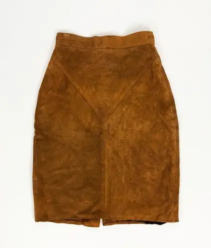 Vintage Genuine Suede Western Yoke Pencil Skirt | Size 25” Tan