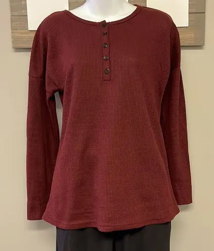 Unbranded Brick Red Pullover Long Sleeve Thermal Crew Neck Shirt