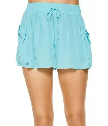 Ramy Brook Austin Drawstring Shorts Mini in Aqua Pull On Size XS