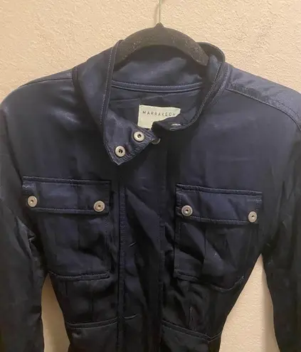 Marrakech Ellis Silky Satin Utility Jacket In Sapphire Blue Size XS