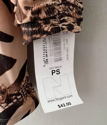 TANJAY Women's Animal Print Tank Top With Cardigan Jacket Set Size S Petite PS Brown