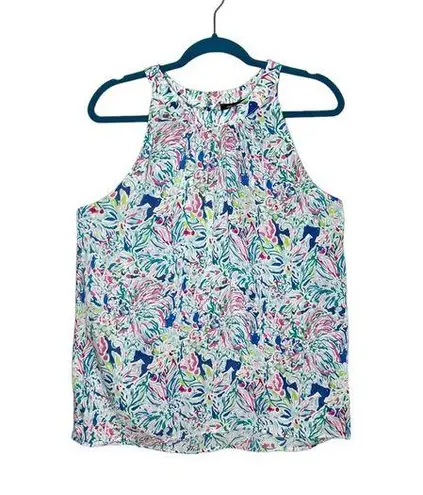 Anne Carson NWT 100% Rayon Colorful Floral Sleeveless Blouse