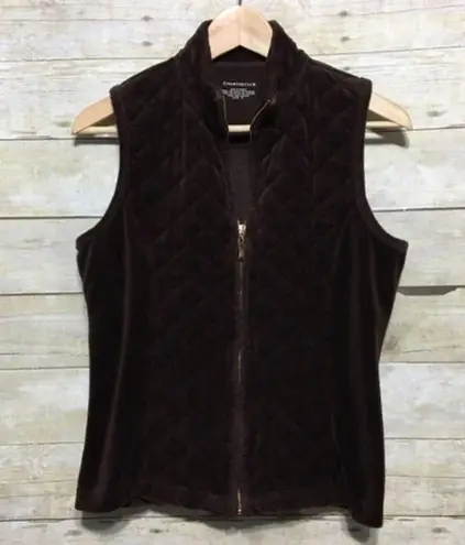 Charter Club quilted chocolate Brown plush velour vest size medium