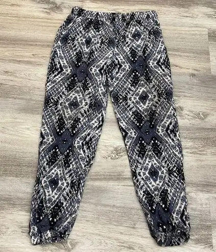 DNA Couture Black & White Aztec Print Women’s Drawstring Elastic Pantlegs Size M