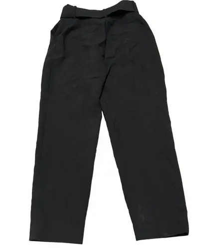 ZARA  Pants Womens Small Black High Rise Belted Tapered Trouser Ankle