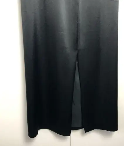 Collage London High Waist Maxi Skirt Black Satin with Slit Size undefined