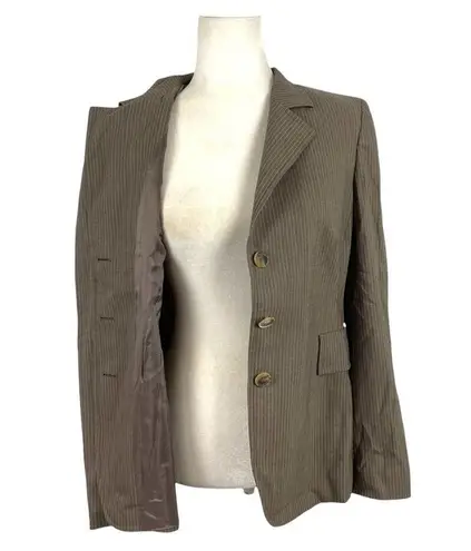 Akris Punto Womens Single-Breasted Micro Striped Wool Blazer Size 8