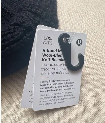 Lululemon  Ribbed Beanie Merino Wool Blend SZ L/XL  black NWT UNISEX $54