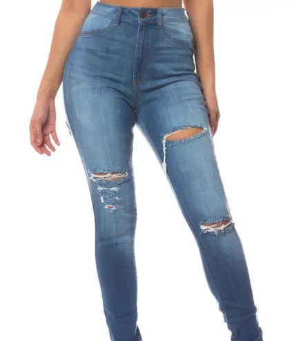 Aphrodite Leg/back Destroyed Distressed Blue Women's Jeans