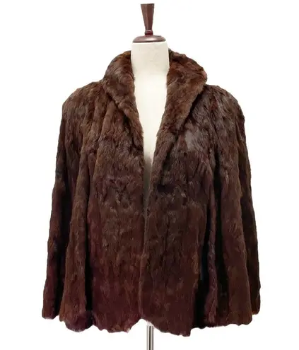 Vintage 1950s Mink Fur Capelet Stole Jacket Dark Brown ZCMI Salt Lake City Utah