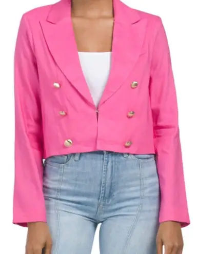 🩷House of Harlow 1960 Cropped Double Breasted Blazer / Hot Pink, Size Small Pink