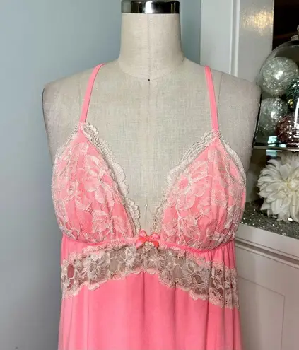 Victoria's Secret Victoria’s Secret Pink Coral Lace Trim Modal Nightgown Medium