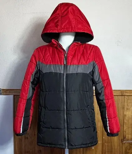 Swiss alps puffy red black jacket Size M