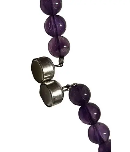 Amethyst Natural Purple Beaded 8mm Single Strand Necklace 925 Magnetic Clasp