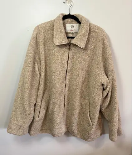 Kristen Blake Apres Fleece Jacket Full Zip Collared Oversized Cozy Neutral XL Tan