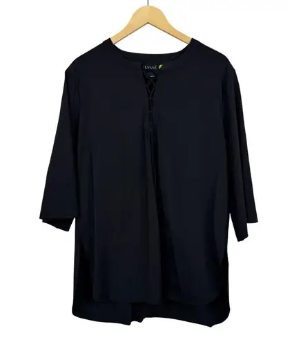 Lysse Sharon Black Lace Up Oversized Tunic Top Size L NWOT