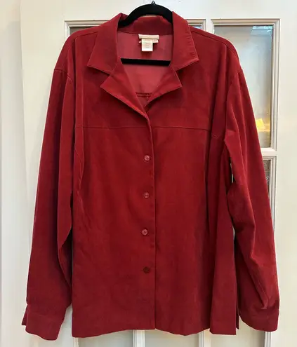 Coldwater Creek Vintage Red Faux Suede Lightweight Jacket Blouse Plus Size 3X