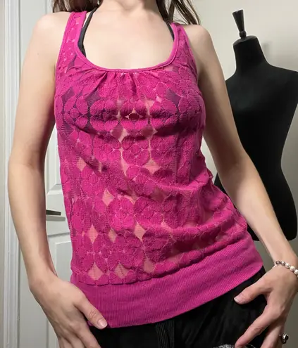 Eyelash Couture y2k pink mesh tank