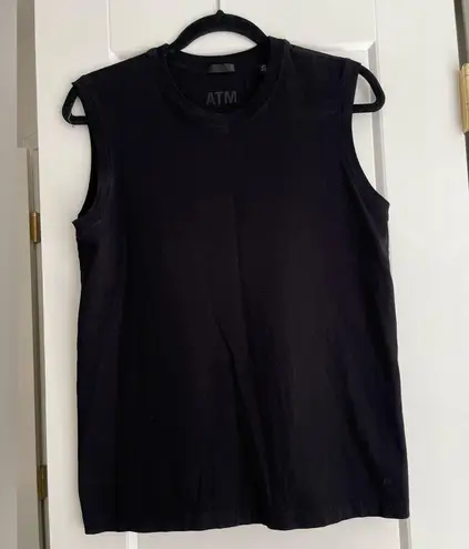 ATM CLASSIC JERSEY SLEEVELESS BOY TEE IN Black Size M